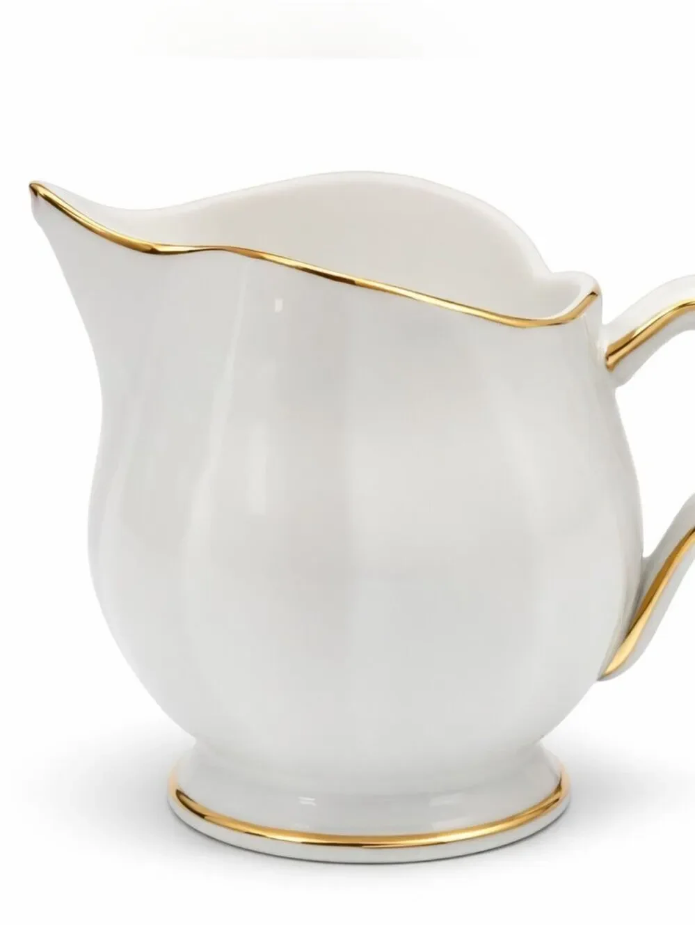 AYNSLEY - White Porcelain Creamer with 24K Gold Trim and Hand-Painted Bird